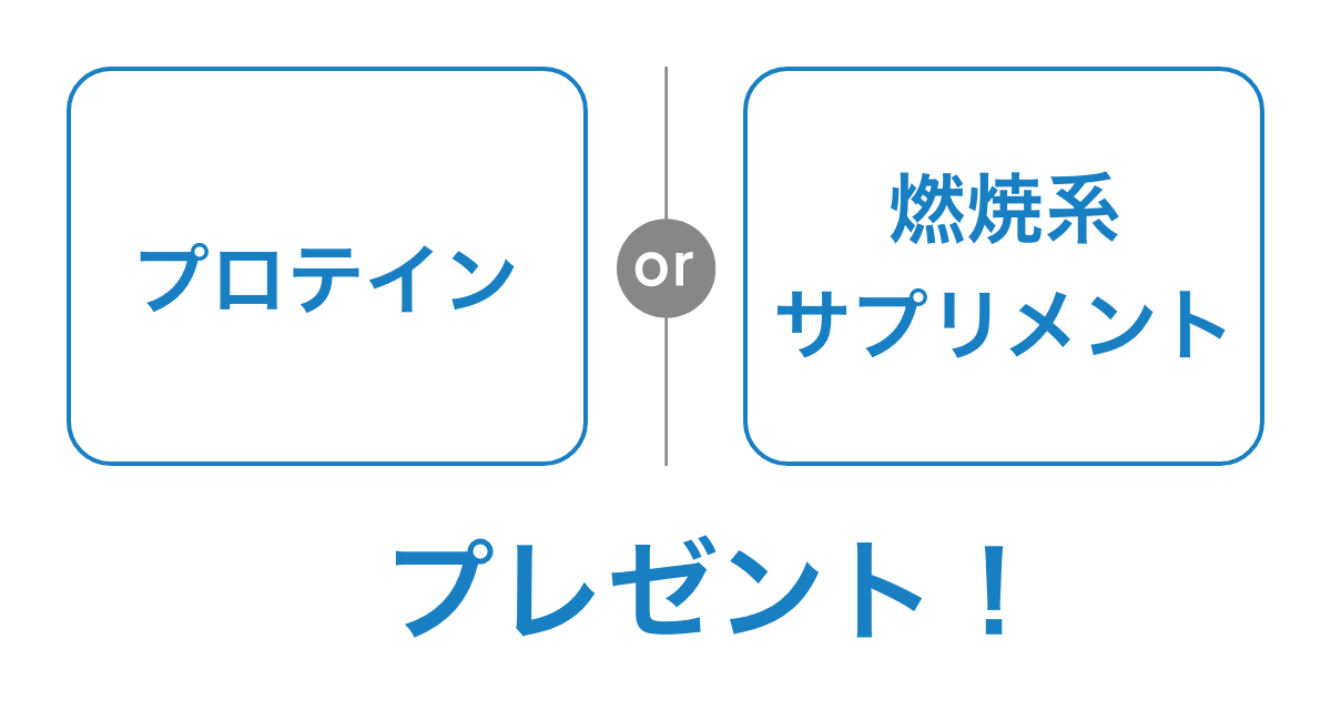 プロテイン or 燃焼系サプリメント プレゼント!