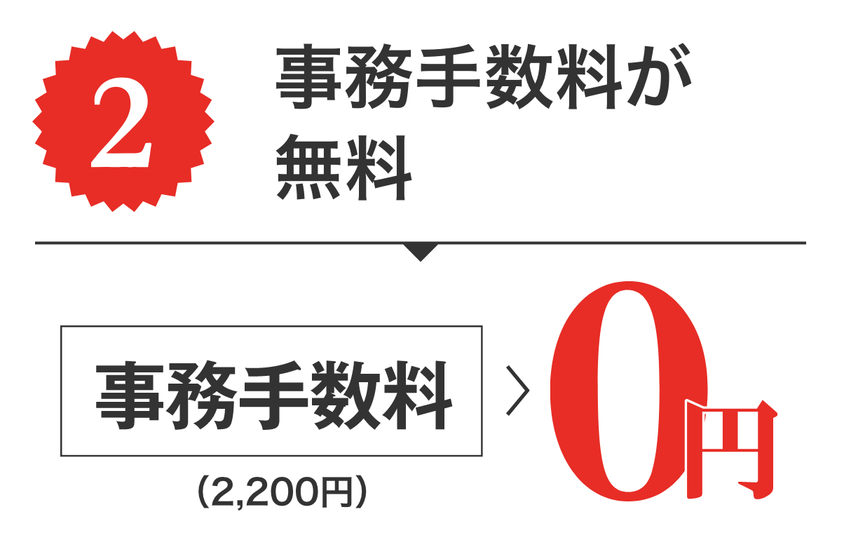 特典2 事務手数料が無料