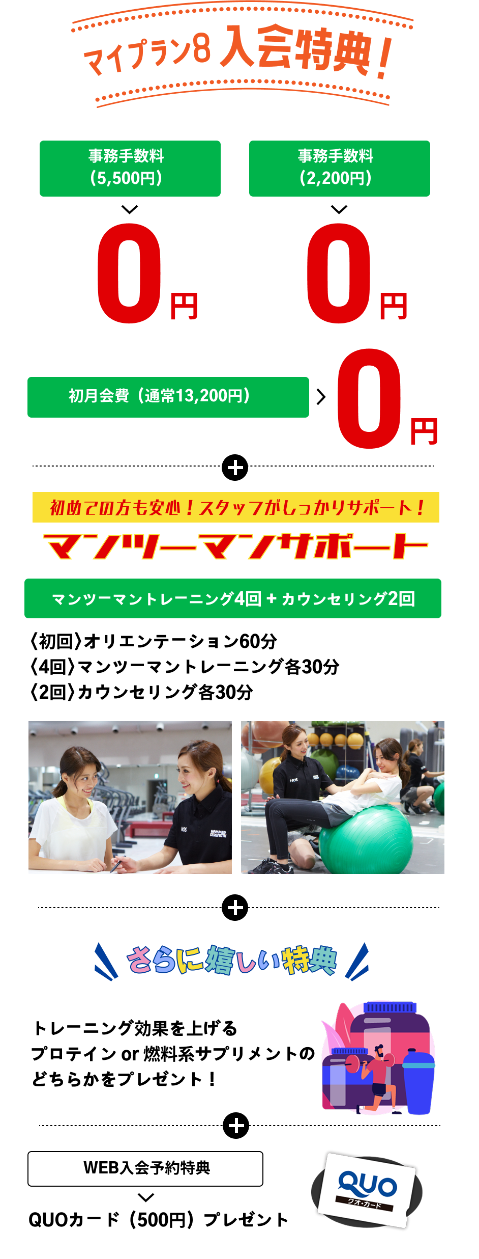 HOS KYOTO マイプラン8入会特典の詳細